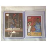 (2) 2003-04 Upper Deck Rookie Exclusives #3 and 2003 Topps Bazooka #278 Carmelo Anthony Rookie Card Lot