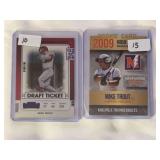 (2) Mike Trout 2021 Panini Contenders Draft Ticket #56 and 2009 Rookie Phenoms Gold Platinum Limited Edition #1 Lot