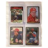 (4) St. Louis Cardinals Autographed Baseball Cards (1986 Topps Tom Herr, 1985 Donruss Dave LaPoint, Mark Salas, Danny Cox)