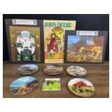 (9) John Deere Signs, Plates, Trivet