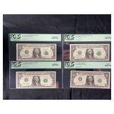 PCGS Graded US $1 Federal Reserve Notes (1981A, 2003, 2003A) - Set of 4