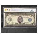 1914 $5 Federal Reserve Note Dallas Fr. 887A PCGS Choice XF 45