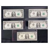 1977 Series US One Dollar Federal Reserve Notes, Star Notes Included
