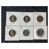 Collection of 6 US Washington Quarter Proof Coins 1977-S to 2009-S