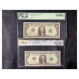 Lot of 2 PCGS Graded US Federal Reserve $1 Notes: 1969A Boston & 1981A Star Note