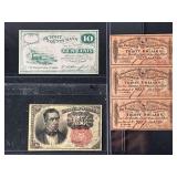 1862-1864 US Fractional Currency and Confederate States Interest Coupons Lot
