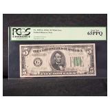 1934C $5 Federal Reserve Note Chicago PCGS 65PPQ Wide Face