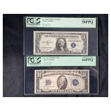 1935D $1 Silver Certificate Fr. 1613N & 1934D $10 Silver Certificate Fr. 1705 PCGS Graded