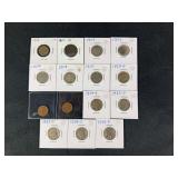 Mixed Lot of US Coins: 1858-1936, Including Indian Head, Liberty Head, and Buffalo Nickels