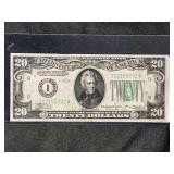 1934 Federal Reserve Note $20 Bill Minneapolis District