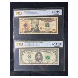 PCGS Graded 1995 $5 Dallas & 2009 $10 Richmond Federal Reserve Notes