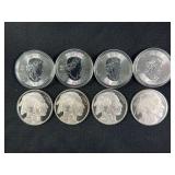 Lot of 8 Silver Bullion Coins: 2023 Canadian Maple Leaf and Buffalo Rounds