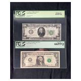 1928B $20 Federal Reserve Note & 2009 $1 Star Note PCGS Graded