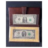 1963 $1 Federal Reserve Note & 1976 $2 Bicentennial Commemorative Bill Set