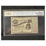 1875 State of Louisiana $5 Baby Bond Cr. LA-29 PCGS 65 PPQ