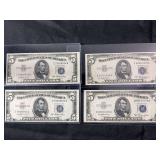 1953 Series United States Five Dollar Silver Certificates - Lot of 4