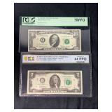 1969A $10 Star Note & 2017A $2 Star Note PCGS Graded Currency Set