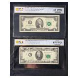 PCGS Graded 2009 $2 Star Note & 1969B $20 Federal Reserve Note Set