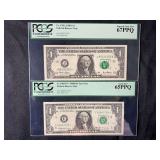 2001 $1 Federal Reserve Note & 1969B $1 Star Note PCGS Graded