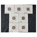 1945-D and 1945-S Mercury Silver Dimes, Lot of 7