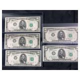 Lot of 4 Series 1950 Federal Reserve Five Dollar Notes