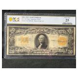 1922 $20 Gold Certificate Fr. 1187 PCGS Banknote Very Fine 25