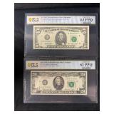 1974 & 1993 US Federal Reserve Notes, PCGS 63 PPQ