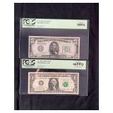 1934 $5 Federal Reserve Note & 2006 $1 Federal Reserve Note PCGS Graded