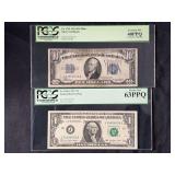 1934 $10 Silver Certificate Mule & 1977 $1 Federal Reserve Note PCGS Graded