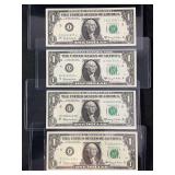 1963A US $1 Federal Reserve Notes, Star Notes Included (4)