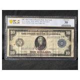 1914 $10 Federal Reserve Note New York Fr. 911B PCGS Very Fine 30