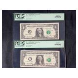 2006 $1 Federal Reserve Star Notes, PCGS Currency 65PPQ, Set of 2