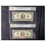 2017A $2 Federal Reserve Star Notes Philadelphia PCGS 64 PPQ Pair