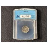 1944 Mercury Dime ANACS AU 58 Graded Silver Coin