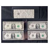 US One Dollar Star Notes and Miscut Error Note Lot