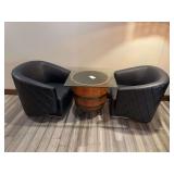 Wine Barrel Table and (2) Chairs
