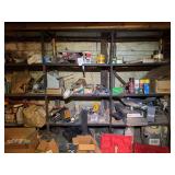 Metal shelves and contents - Building materials and tools