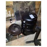 Two grills with charcoal