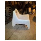 8 white chairs