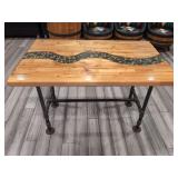 (1) Wood Top Table - Epoxy Rock River - 48" x 25"