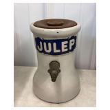 Ceramic Julep Dispenser with Metal Spigot and Wooden Lid
