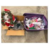 Assorted Christmas Ornaments and Lang & Wise Santa Figure