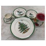 Spode Christmas Tree Tableware and Ceramic Wax Warmer Set