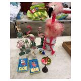 Collection of Flamingo-Themed Decorative Items and Glassware
