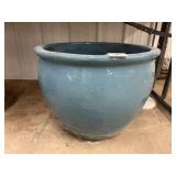 Large Blue Glazed Ceramic Planter