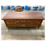 Cedar Wood Storage Chest with Decorative Carvings