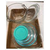 Assorted Pyrex Clear Glass Mixing Bowls and Storage Containers