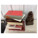 Books and Bronze "The Kiss" Sculpture