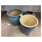Collection of Three Glazed Ceramic Planters