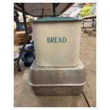 Enamel Bread Bin and Aluminum Roasting Pan Set